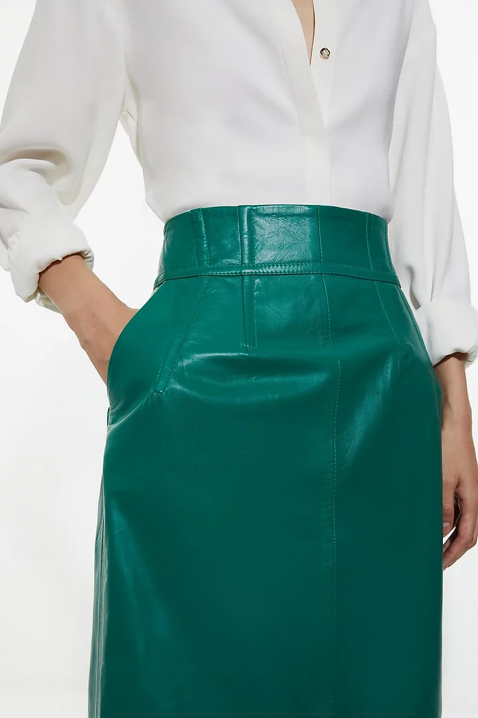 Petite Leather Corset Detail High Waist Maxi Pencil Skirt Petite Leather Corset Detail High Waist Maxi Pencil Skirt